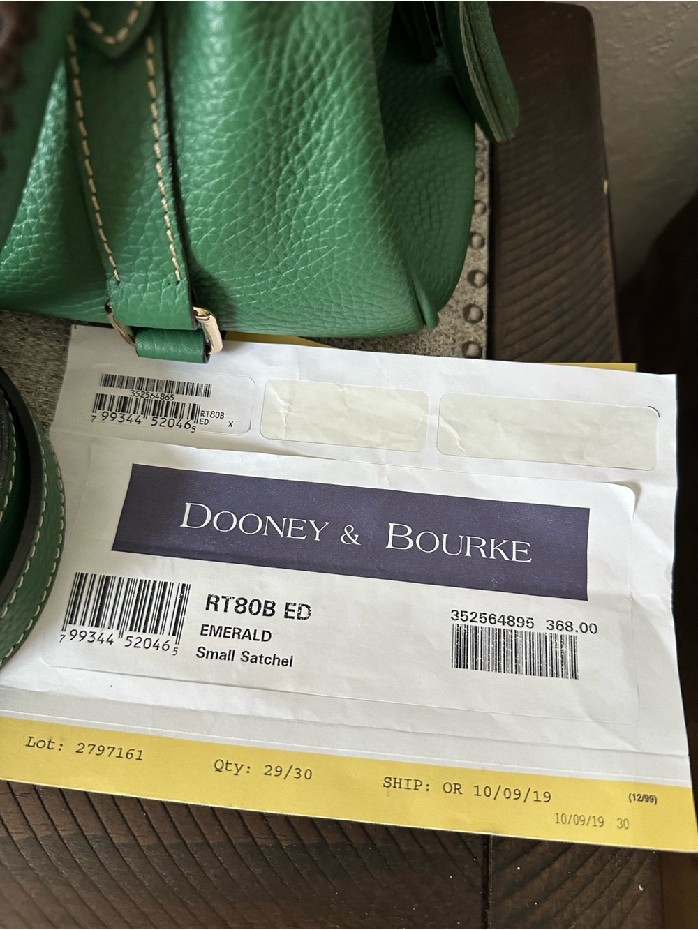 Dooney & Bourke Small Pebbled Leather Satchel - Emerlad - Picture 2 of 11